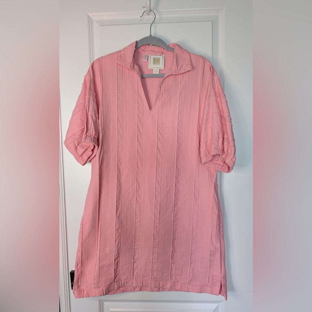 Emily McCarthy Clothing Poppy V-Neck Mini Dress - Peony Stripe Size Medium